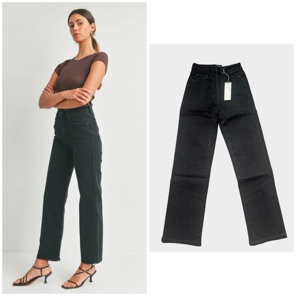 NEW Just USA X Stitch Fix Relaxed Straight Black Jeans, Size 0